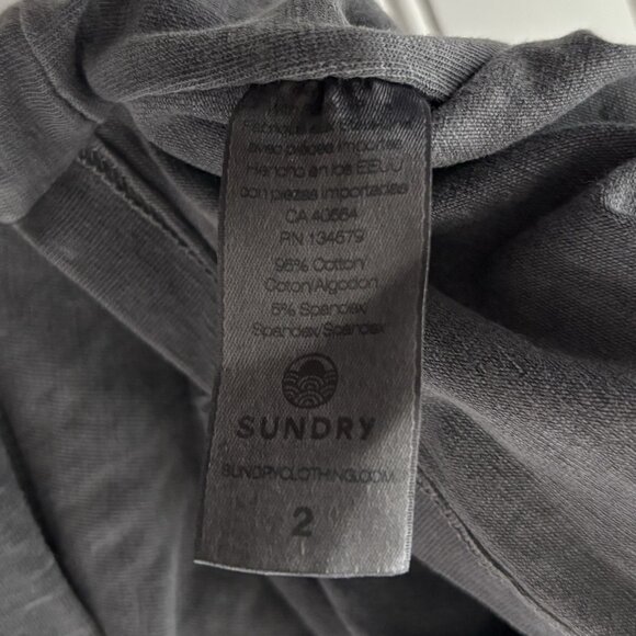 Anthropologie Sundry Shirred Mini Dress (Size M) Grey Long Sleeve Tight Fitted - Picture 12 of 12